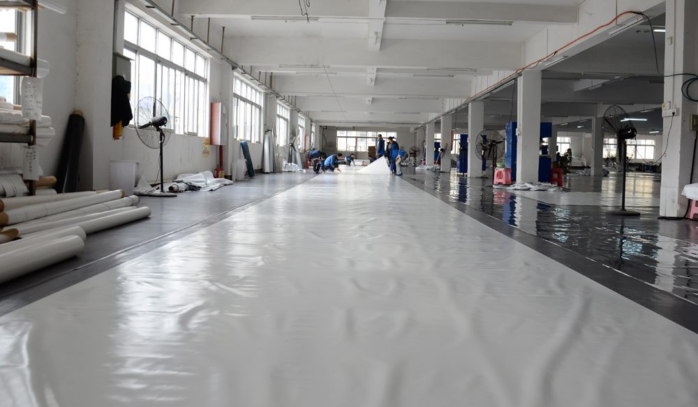 shelter clear span tent factory PVC membrane workshop