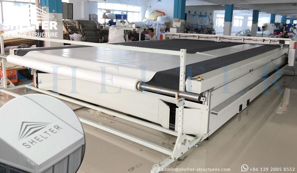 Shelter clear span tent factory cnc cutting machine